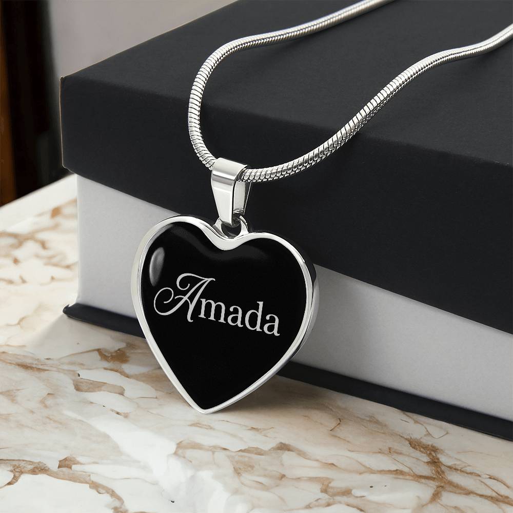“Amada” Silver Heart Necklace for Her | Meaningful Valentine's Day, Birthday & Christmas Gift
