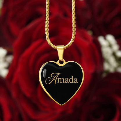 “Amada” Gold Heart Necklace for Her | Meaningful Valentine's Day, Birthday & Christmas Gift