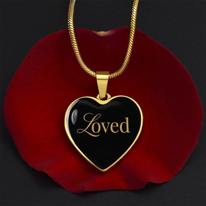 “Loved” Gold Heart Necklace for Her | Meaningful Valentine's Day, Birthday & Christmas Gift