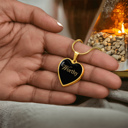 “Worthy” Gold Heart Necklace for Her | Meaningful Valentine's Day, Birthday & Christmas Gift