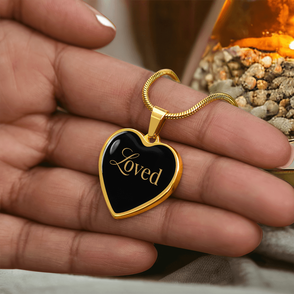“Loved” Gold Heart Necklace for Her | Meaningful Valentine's Day, Birthday & Christmas Gift