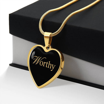 “Worthy” Gold Heart Necklace for Her | Meaningful Valentine's Day, Birthday & Christmas Gift