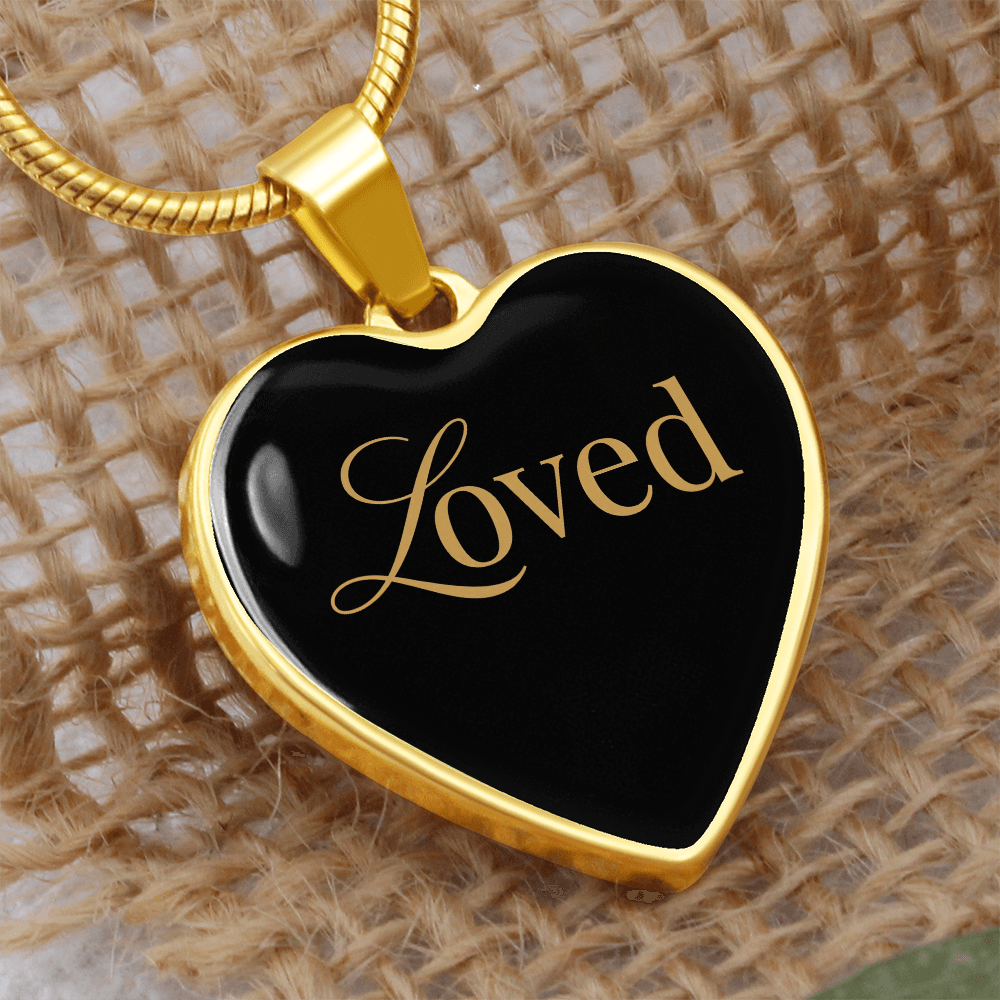 “Loved” Gold Heart Necklace for Her | Meaningful Valentine's Day, Birthday & Christmas Gift