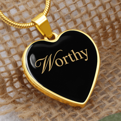 “Worthy” Gold Heart Necklace for Her | Meaningful Valentine's Day, Birthday & Christmas Gift