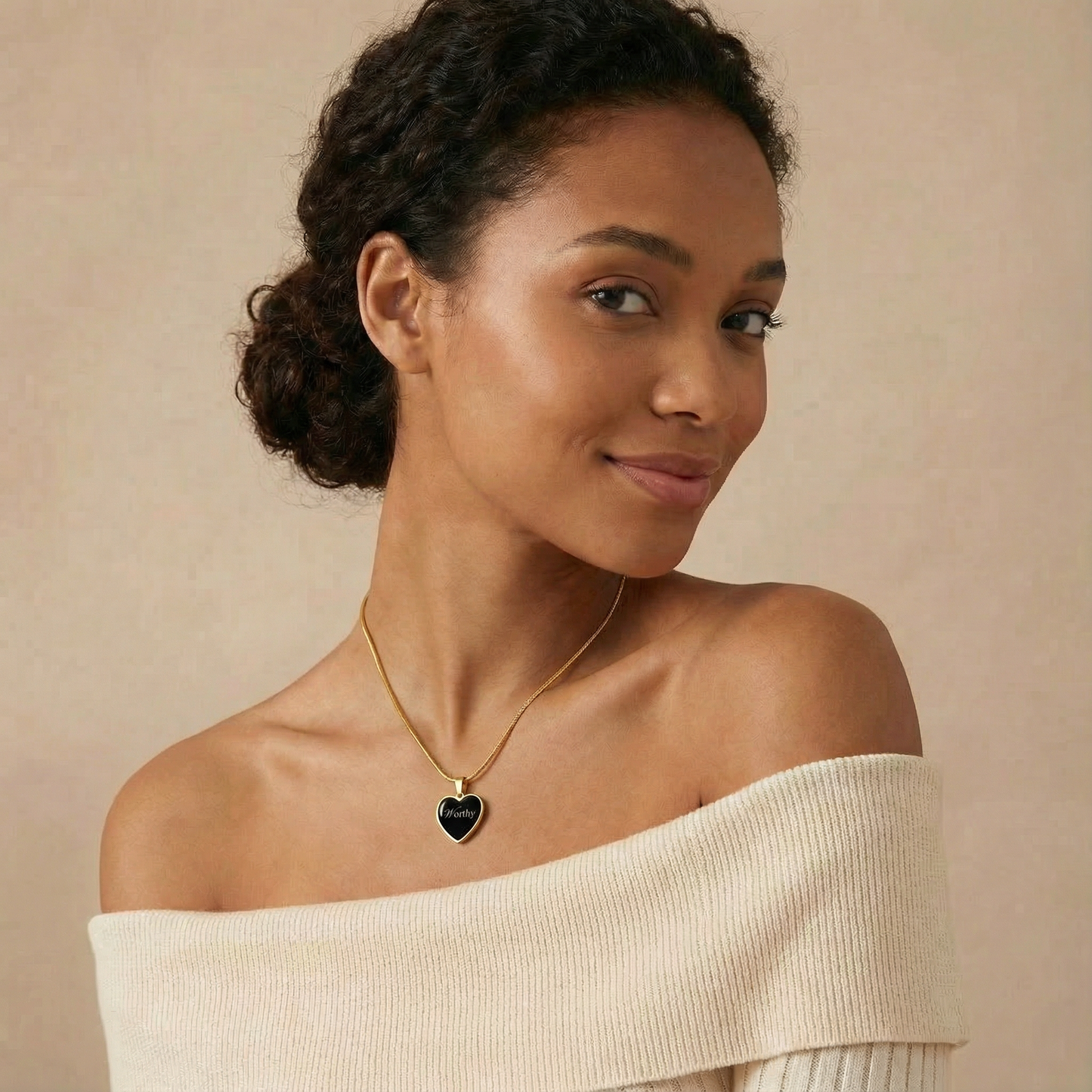 “Worthy” Gold Heart Necklace for Her | Meaningful Valentine's Day, Birthday & Christmas Gift