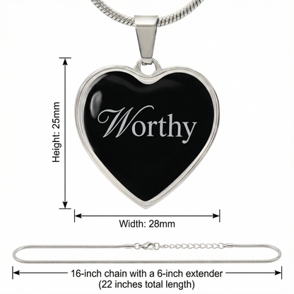 “Worthy” Silver Heart Necklace for Her | Meaningful Valentine's Day, Birthday & Christmas Gift